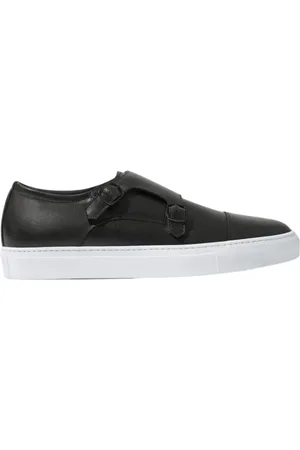 Scarosso Schoenen, Heren, Zwart, 43 1/2 EU, Leer, Fabio Monkstrap Sneakers