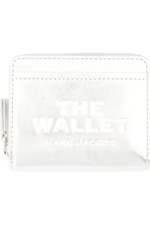 Marc Jacobs Accessoires, Dames, Grijs, ONE Size, Leer, Compacte Portemonnee met Magneetsluiting