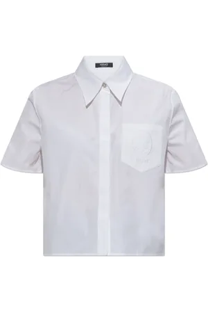 VERSACE Blouses & Shirts, Dames, Wit, 2Xs, Katoen, Shirt met logo