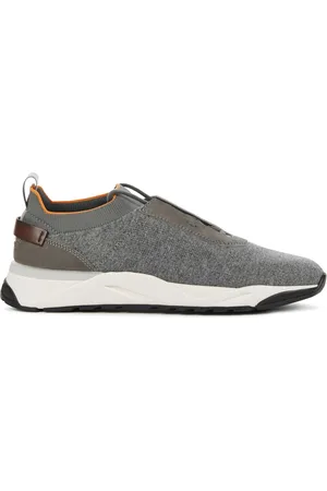 santoni Schoenen, Heren, Grijs, 42 EU, Grijze Sneakers, Stof, Bestel Een Maat Kleiner