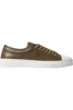 Scarosso Schoenen, Heren, Groen, 42 EU, Leer, Camo Leren Lage Sneakers met Veters