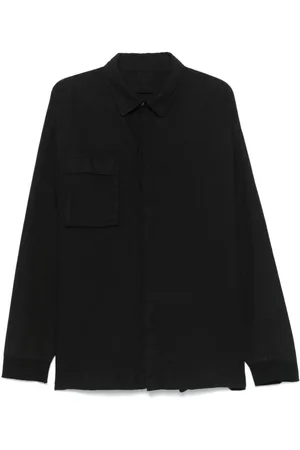 THOM KROM Overhemden, Heren, Zwart, M, Zwarte Shirt met Borstzakken