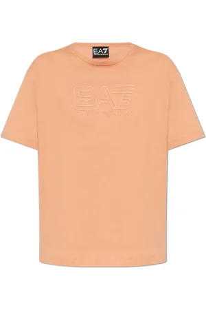 EA7 Tops, Dames, Roze, L, Katoen, T-shirt uit de collectie