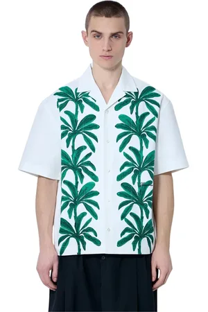 Jacquemus Overhemden, Heren, Wit, M, Katoen, Tropische Print Katoenen Poplin Shirt