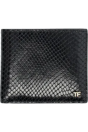 Tom Ford Accessoires, Heren, Zwart, ONE Size, Leer, Python Classic Bifold Portemonnee Zwart