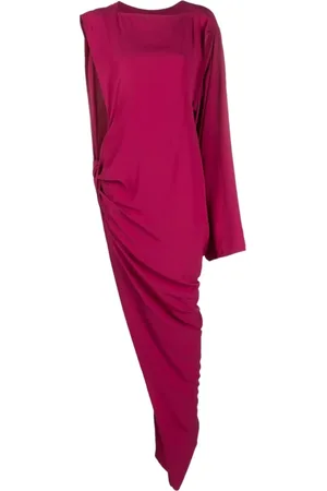 Rick Owens Kleedjes, Dames, Roze, S, Gedrapeerde asymmetrische maxi-jurk