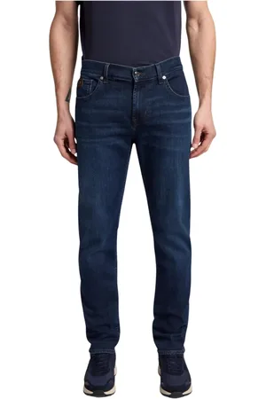 7 for all Mankind Jeans, Heren, Blauw, W30, Katoen, Slim-fit Jeans