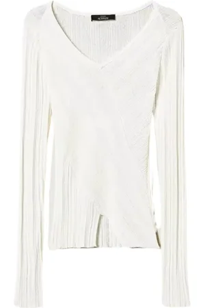 Twin-Set Tops, Dames, , M, Diagonal Ribbed V-Neck Sweater
