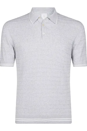ELEVENTY Truien, Heren, Grijs, M, Katoen, Sea Island Cotton Polo Braid