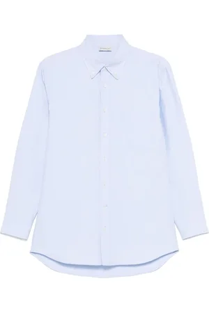 Moncler Blouses & Shirts, Dames, Blauw, XS, Katoen, Logo Patch Shirt