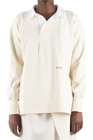 Maison Margiela Tops, Dames, , M, Katoen, Boter Katoen Polo Shirt