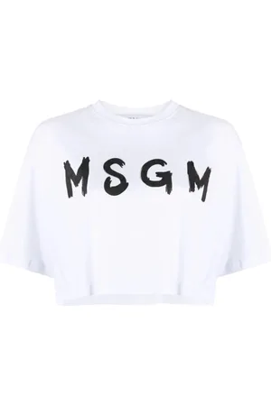 Msgm Tops, Dames, Wit, S, 01 T-Shirt, Klassiek Model