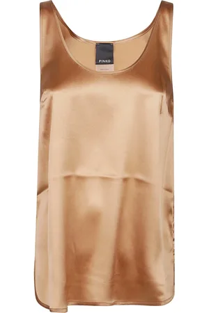 Pinko Tops, Dames, Bruin, XS, Stijlvolle Tanktop voor Vrouwen