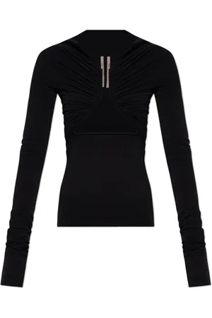Rick Owens Tops, Dames, Zwart, S, Nylon, Long-Sleeve Prong Tee
