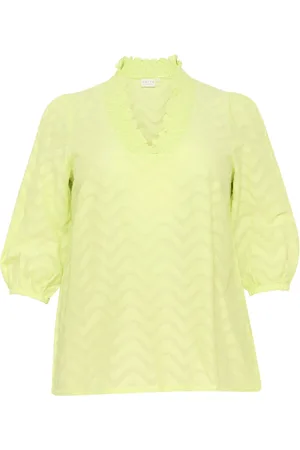 Kaffe Blouses & Shirts, Dames, Groen, 6Xl, Groene Bloemen V-Hals Blouse
