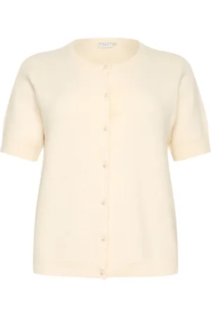 Kaffe Truien, Dames, Wit, M, Gebreide Vest met Korte Mouwen