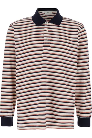 DUNST Tops, Heren, Veelkleurig, L, Katoen, Gestreept poloshirt met logo borduursel