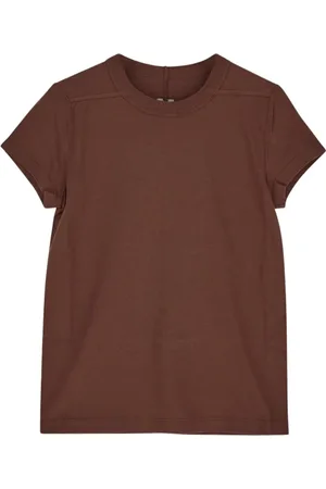 Rick Owens Tops, Dames, Bruin, S, Katoen, Cropped katoenen T-shirt