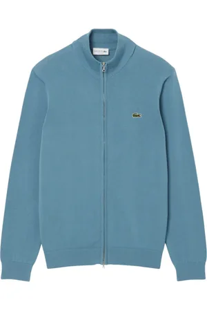 Lacoste Truien, Heren, Blauw, XL, Katoen, Blauwe Rits Cardigan Minimalistische Stijl