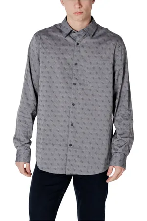 Guess Overhemden, Heren, Grijs, L, Katoen, Elegante Jacquard Overhemd met Lange Mouwen voor Mannen