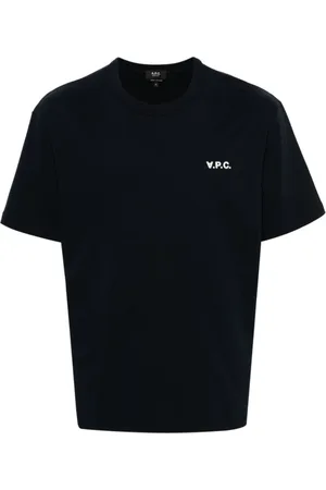 A.P.C. Tops, Heren, Blauw, S, Katoen, Small VPC Logo Flocked T-Shirt