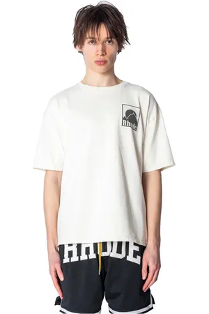 Rhude Tops, Heren, Wit, S, Katoen, Vintage Moonlight Badge Tee in Wit