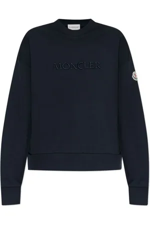 Moncler Sweatshirts & Hoodies, Dames, Blauw, XS, Katoen, Logo Sweatshirt