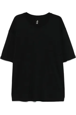 THOM KROM Tops, Heren, Zwart, L, Zwarte Crew Neck T-shirts en Polos