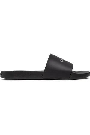 Calvin Klein Schoenen, Heren, Zwart, 41 EU, Zwarte Polyurethaan Pantoffels Comfort Stijl