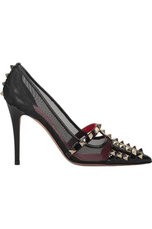 VALENTINO GARAVANI Schoenen, Dames, Zwart, 34 1/2 EU, Studded Mesh Pointy-Toe Pumps