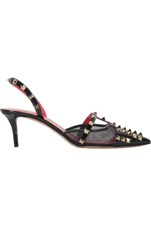 VALENTINO GARAVANI Schoenen, Dames, Zwart, 36 1/2 EU, Studded Mesh Slingback Pumps
