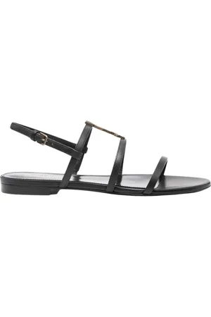 Saint Laurent Schoenen, Dames, Zwart, 36 EU, Leer, Stijlvolle Zomersandalen