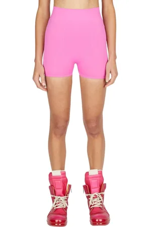 Rick Owens Korte broeken, Dames, Roze, XS, Nylon, Stretch Knit Fitted Bike Shorts