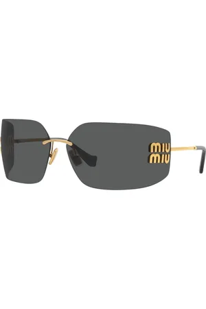 Miu Miu Accessoires, Dames, Geel, ONE Size, Rimless Runway Zonnebril