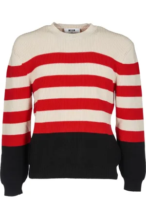 Msgm Truien, Heren, Veelkleurig, S, Katoen, Beige Gestreepte Trui