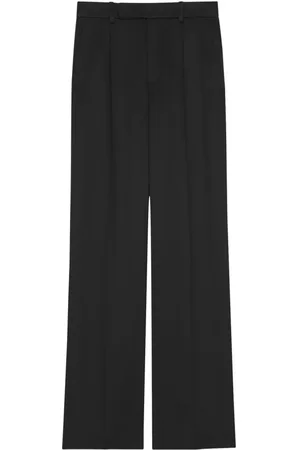Saint Laurent Broeken, Dames, Zwart, S, Geplooide Zijden Broek