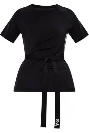 Y-3 Tops, Dames, Zwart, S, T-shirt met trekkoorden