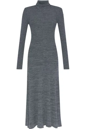 Moncler Kleedjes, Dames, Grijs, M, Lange Jurk met Logo Patch
