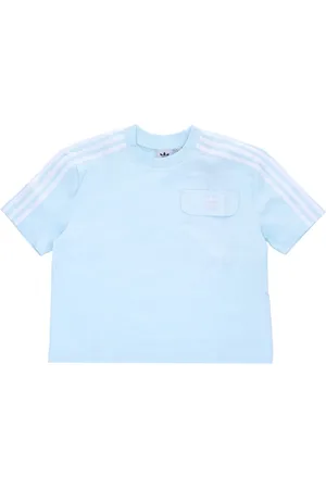 adidas Tops, Dames, Blauw, L, Katoen, Blauw Pocket T-shirt met Korte Mouwen