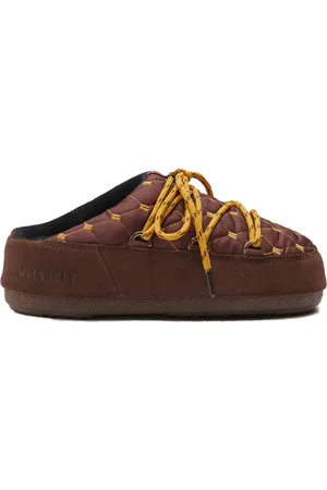 Moon Boot Schoenen, Dames, Bruin, 37 EU, Gewatteerde Logo Muiltjes Sandalen