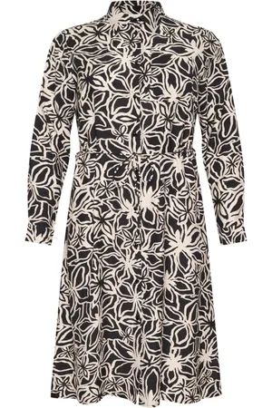 Kaffe Kleedjes, Dames, Veelkleurig, 4Xl, Bloemenoverhemdjurk met lange mouwen