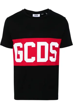GCDS Tops, Heren, Zwart, XL, Zwart Band Logo Regular T-Shirt