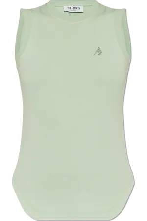 The Attico Tops, Dames, Groen, 2Xs, Katoen, Top met Logo