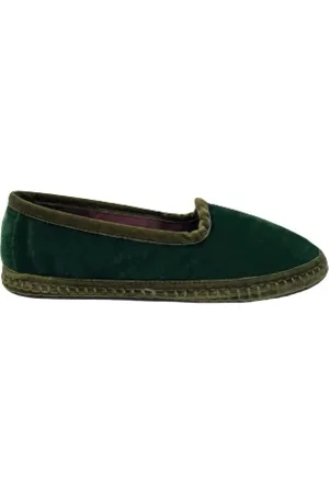 Flabelus Schoenen, Dames, Groen, 36 EU, Katoen, Groene Fluweel Eco-Vriendelijke Schoen
