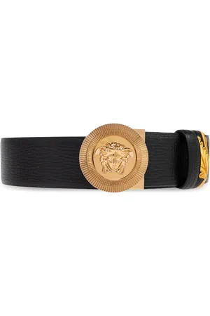 VERSACE Accessoires, Heren, Zwart, 85 CM, Leer, Leren riem