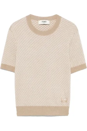 Fendi Truien, Dames, , S, Micro Wool Toffee T-Shirt