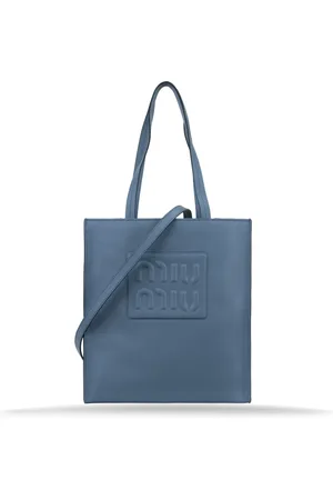 Miu Miu Tassen, Dames, Blauw, ONE Size, Leer, Madras Leren Schoudertas