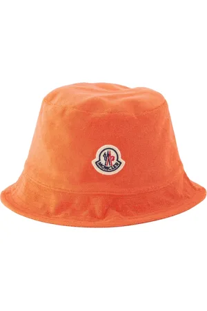 Moncler Accessoires, Dames, Oranje, M, Katoen, Logo Katoenen Beanie Mut