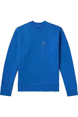 Moncler Sweatshirts & Hoodies, Heren, Blauw, S, Katoen, Stijlvol Sweatshirt
