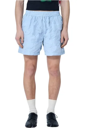 WALTER VAN BEIRENDONCK Korte broeken, Heren, Blauw, S, Gewatteerde Tack Shorts met Elastische Tailleband